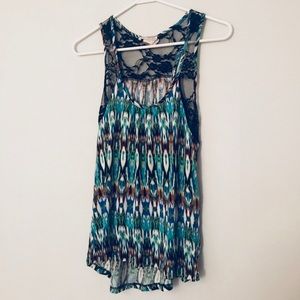 High-Low Multi-Colored Lace Top